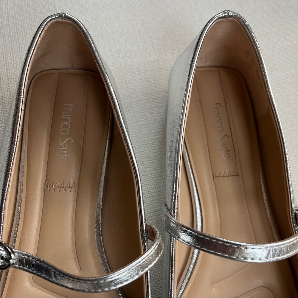 Franco Sarto Tinsley Square Toe Silver Mary Jane Flats Sz 7 - Picture 8 of 11